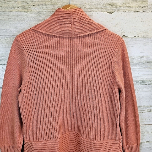 NWT Chico's Ribbed Cocoon Cardigan Agra Red Sz Large Coral Casual Cotton Preppy - Picture 10 of 16